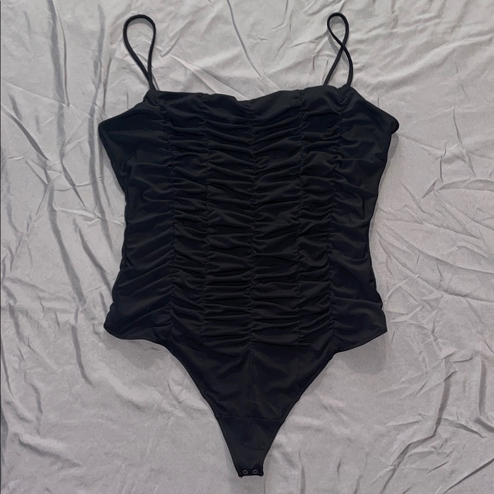 Abercrombie & Fitch Black Ruched Bodysuit